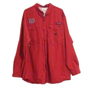 Columbia PFG Super Bonehead Auburn Tigers Vented Fishing Shirt Mens Size XL